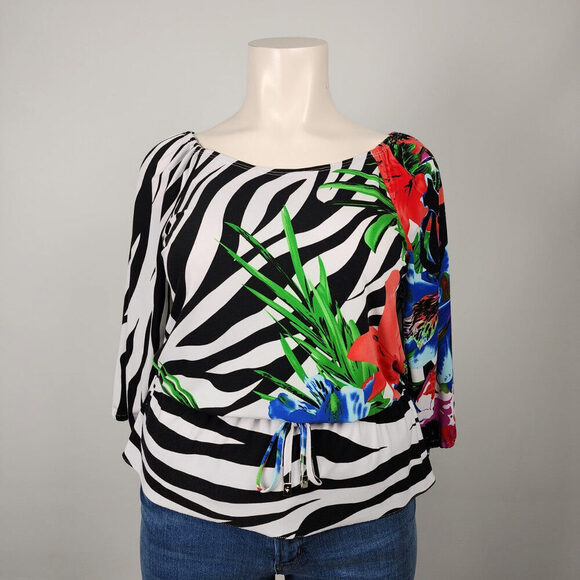 Joseph Ribkoff Tropical Print Top Size 12 - Picture 1 of 9